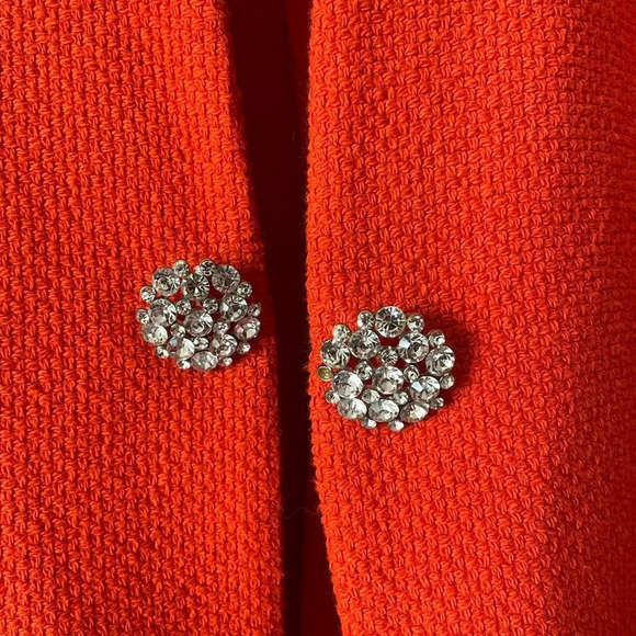 Zara Rhinestone  Jewel Button Blazer & Skirt Set Orange Size Medium Blogger Fav - Picture 11 of 16
